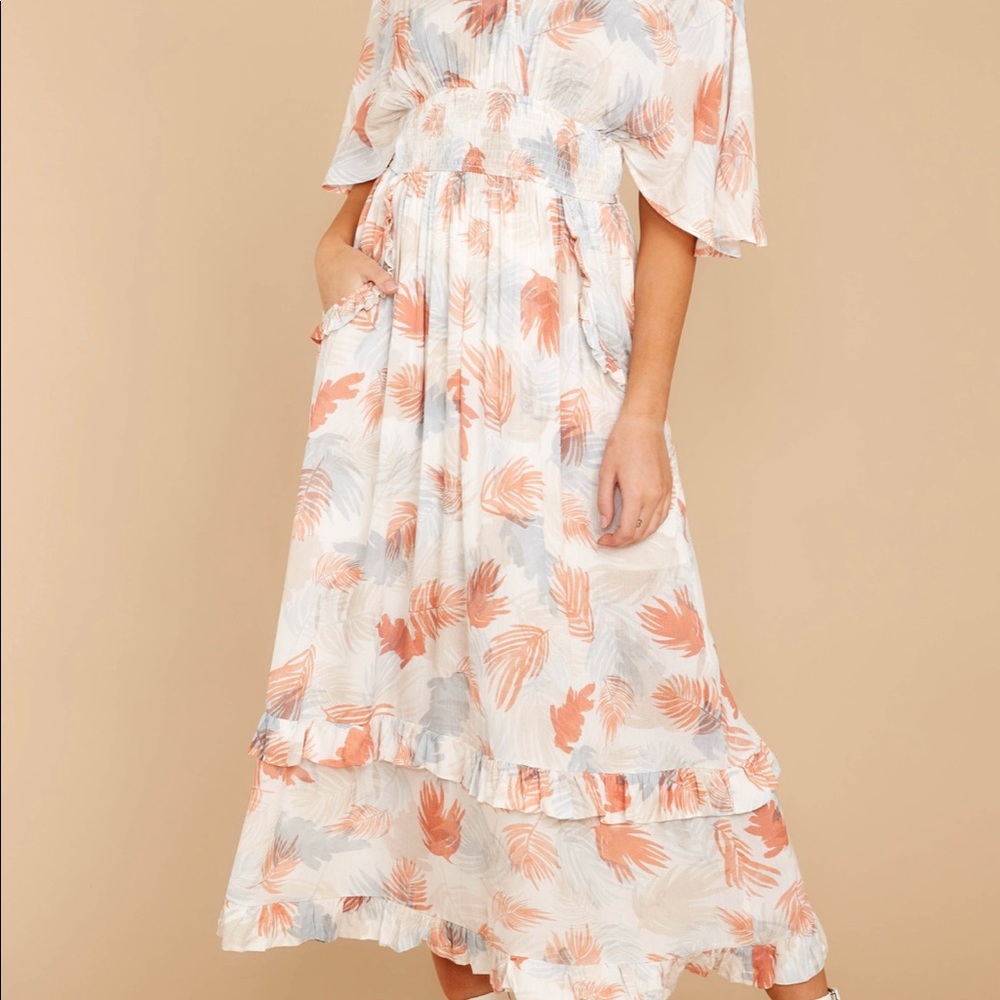 Tropical shifting sands multi palm print maxi